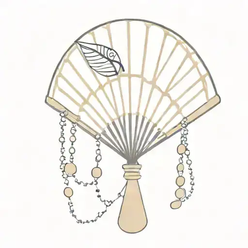 Simple Hand Fan With A Catholic Rosary Wrapped