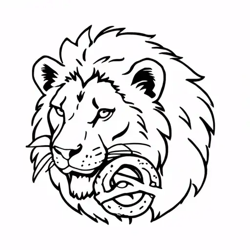 American Lion Eating A Pretzel