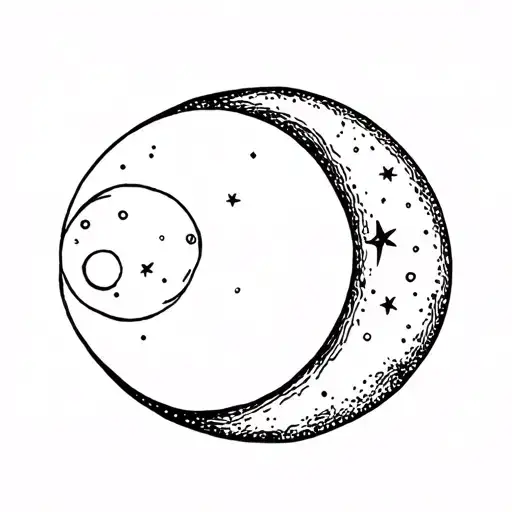 Waxing Gibbous Moon Next To Waxing Crescent Moon