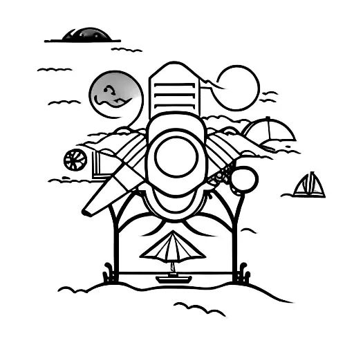 A Beach Scene With A Sunset And A Computer Screen Displaying A Coding Interface