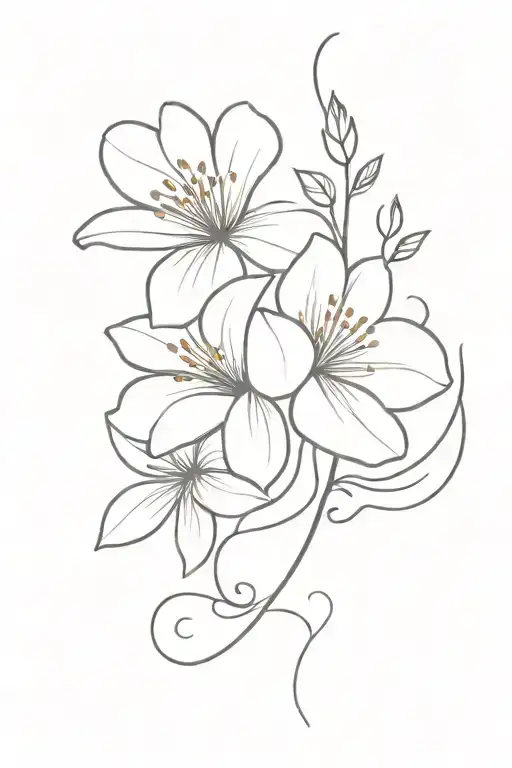 Black Floral Line Along Latissimus Dorsi