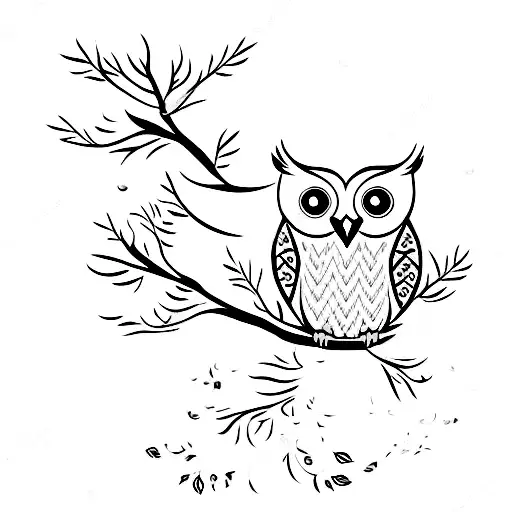 Owl In Cherry Tree