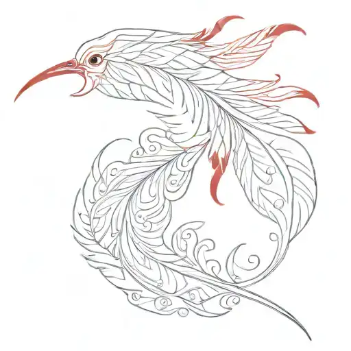 Tiny Red Phoenix Feather Transforming