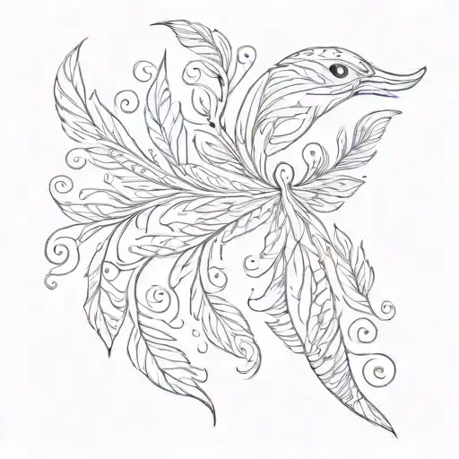 Red Phoenix Feather Transforming Into A Flock Of Birds