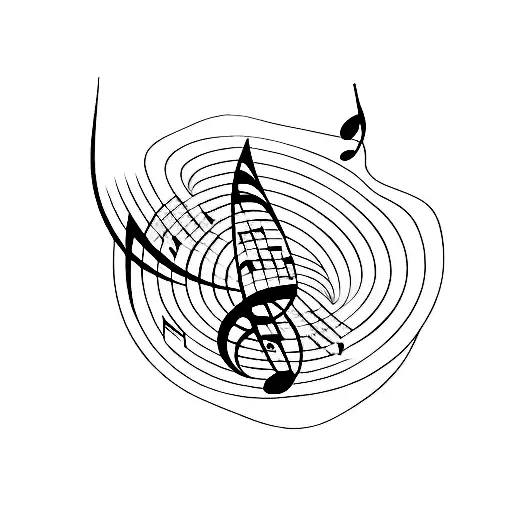 Musical Notes Forming The Shape Of A Black Panther