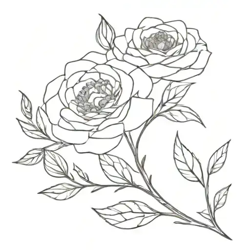 Aster And Rose Flower Tattoo Fineline