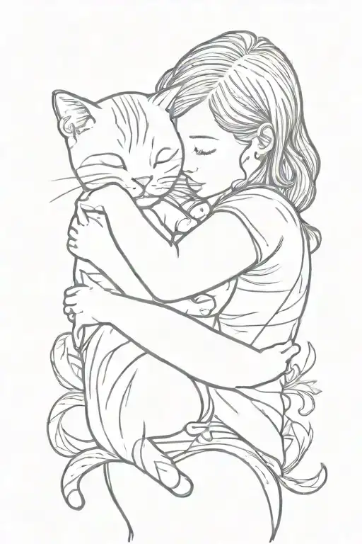 Baby Girl Hugging Ginger Cat