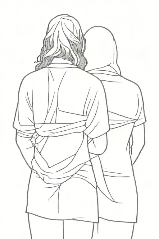 Jesus Standing Behind A Girl Standing Back To Back