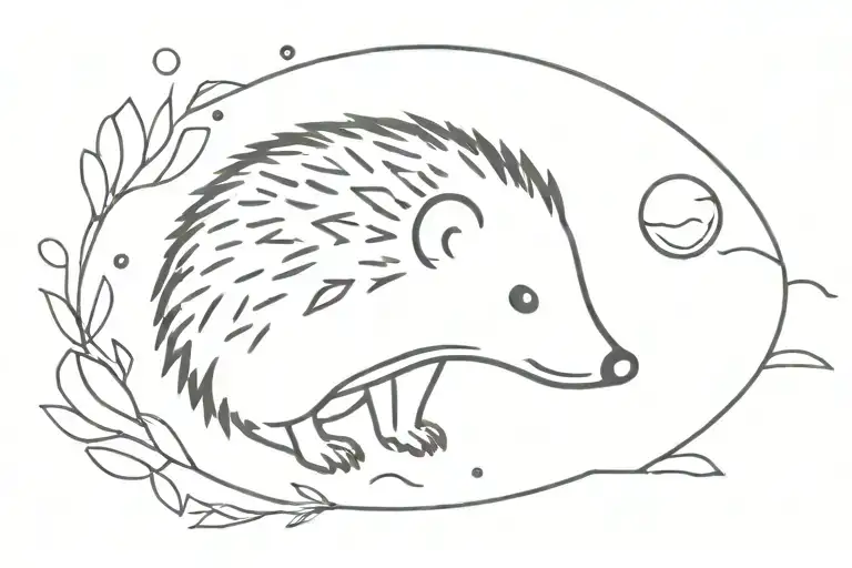 A Hedgehog Taking With The Full Moon