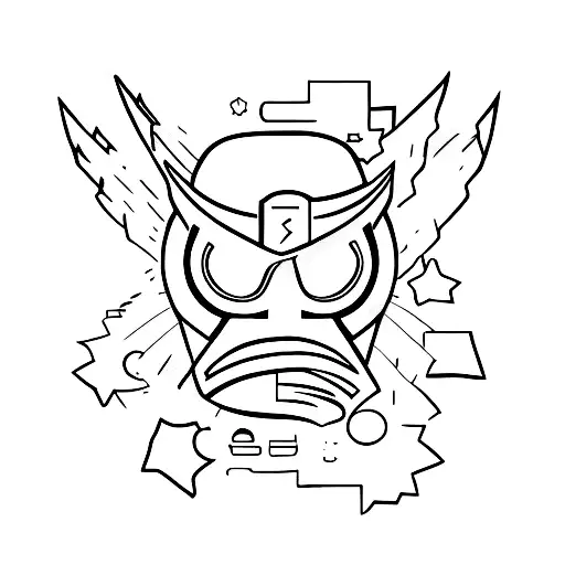 A Minimalist Tattoo Of A Sad Superhero Listening To Music