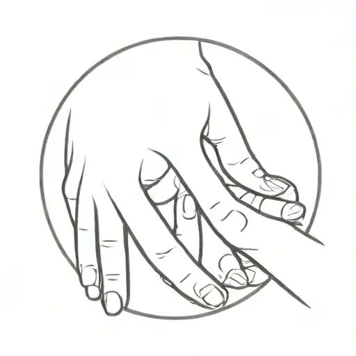A Minimalist Tattoo Of A Mother Holding Her Child's Hand