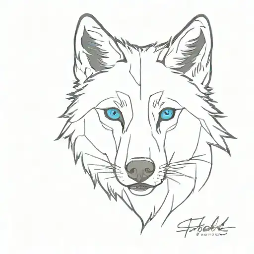 Tattoo Of A Wolf With Blue Eyes And A Scar Around His Eyes