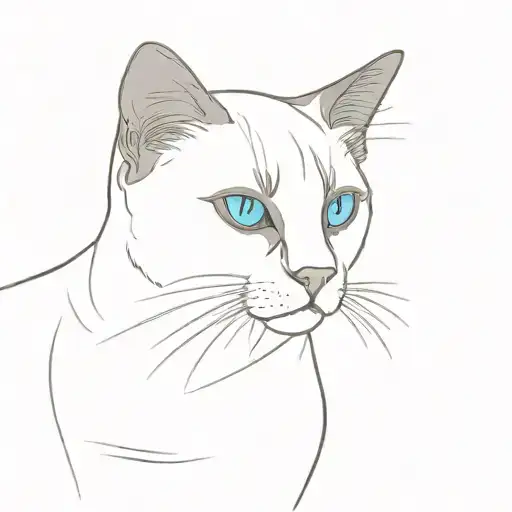A Fat Siamese Cat Sitting With Bright Blue Eyes