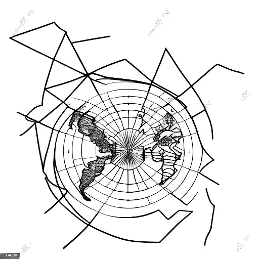 A Minimalist Tattoo Of A World Map With Deus Atlas Incorporated Into The Design