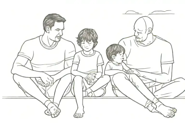 Father With Son And Daughter Sitting