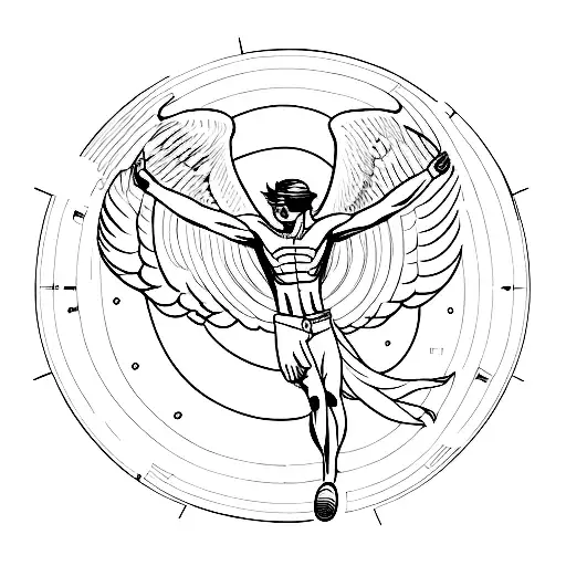 A Modern Interpretation Of Icarus Flying Towards The Sun With Binary Code Wings