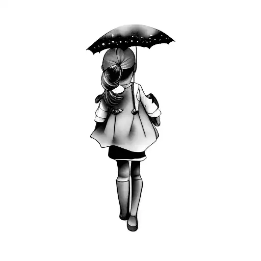 A Little Girl Holding An Umbrella