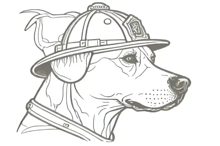 Simple Dog Wearing A Fireman Helmet Adorned With Intricate