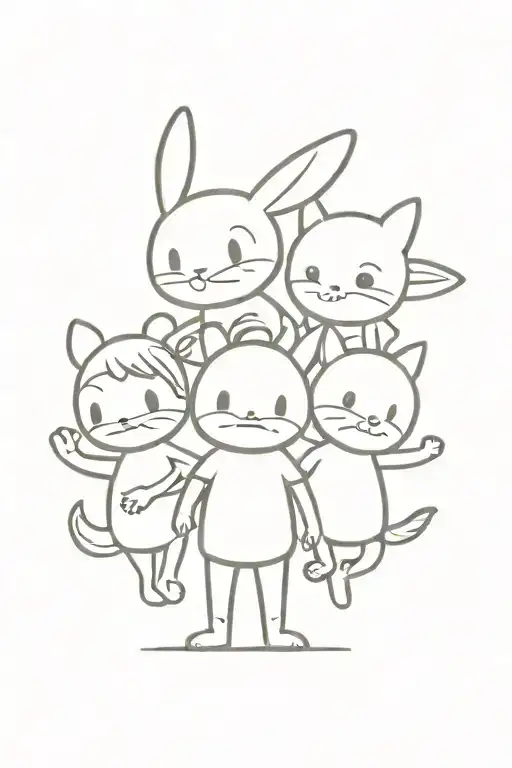 Childhood Cartoon Characters Overlapping Each Other