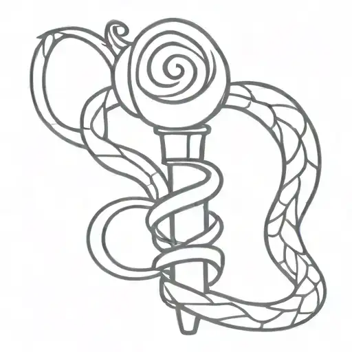 Antique Torch With A Wrapped Snake