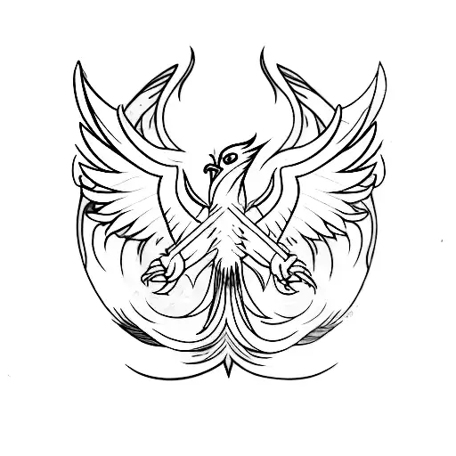 Phoenix With Spread Wings Horizontally