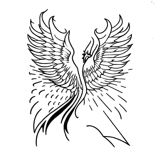Phoenix With Spread Wings Horizontally