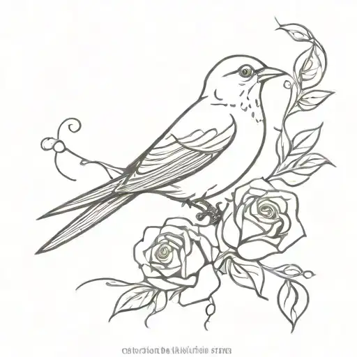 Bird With Rose Vine