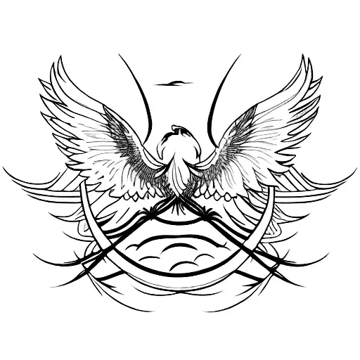 Phoenix With Spread Wings Horizontally