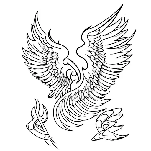 Phoenix With Spread Wings Horizontally