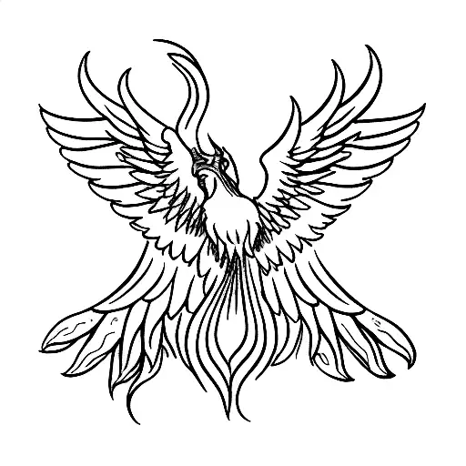 Phoenix With Spread Wings With Head Center