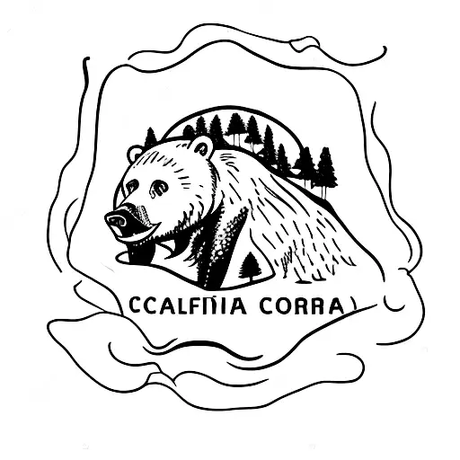 California Bear Body With Trees In The Body