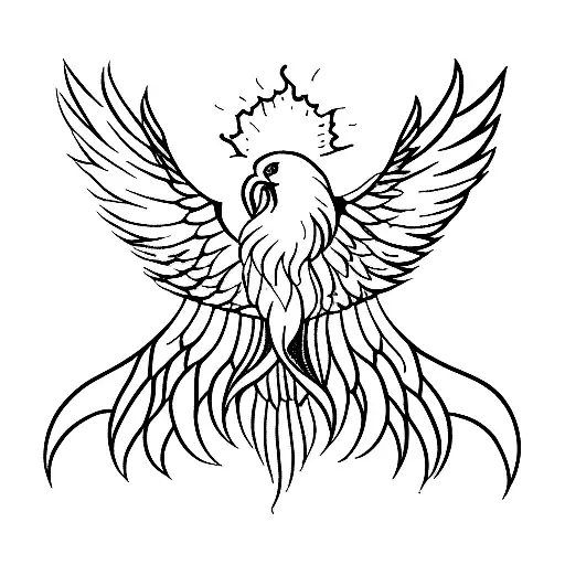 Phoenix With Spread Wings With Head Center