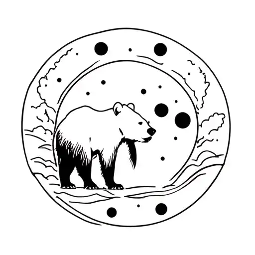 California Bear Undearneath A Moon Phases