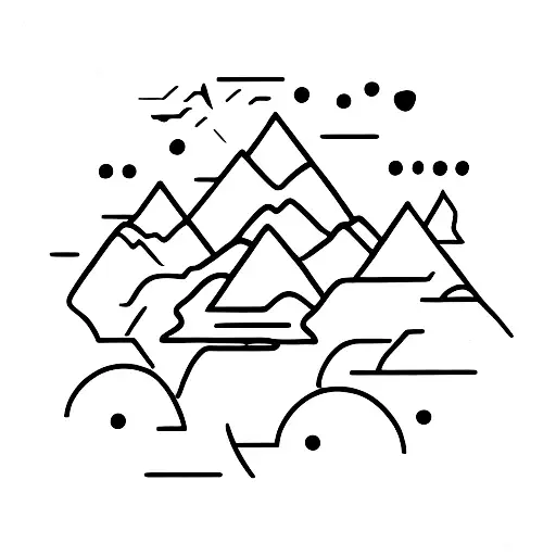 Two Mountain Peaks With Three Stars Above