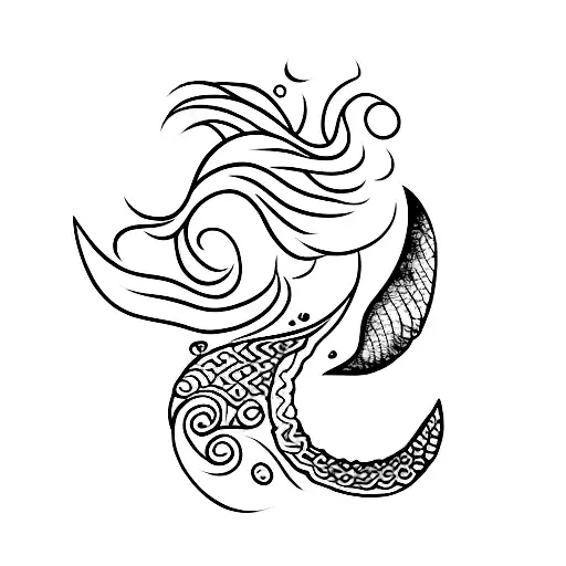 A Mermaid Tail Wrapped Around A Crescent Moon