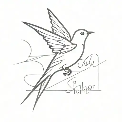 Swallow And Line And Text