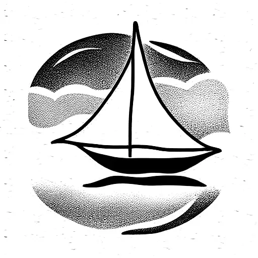 Small Sailing Boat One Line