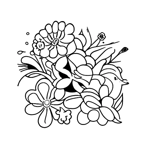 A Dainty Watering Can Pouring Water Onto A Flourishing Bouquet Of Wildflowers