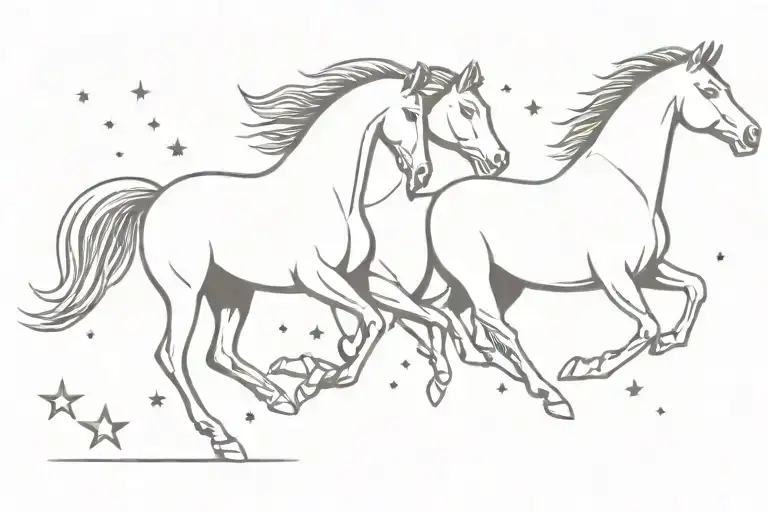 Stars And A Horse Galloping