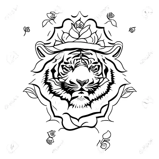Tiger With Roses