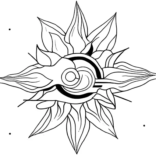 Design A Minimalist Tattoo Featuring A Sun Arrow And Musical Notes