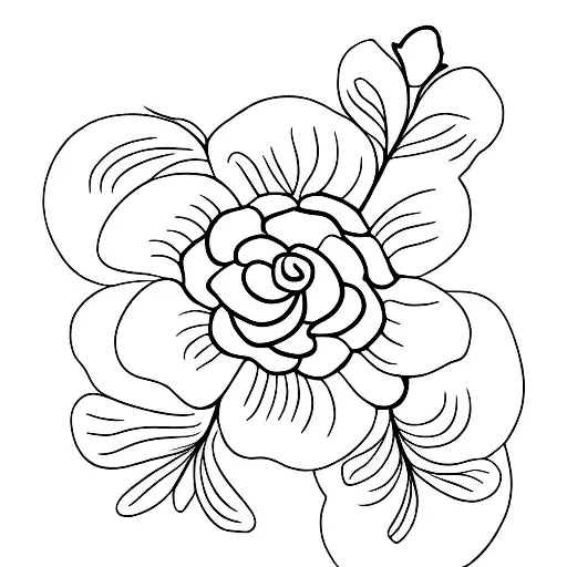 Fine Line Hand Holding A Flower