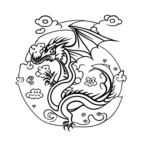 Small Dragon With Flowers