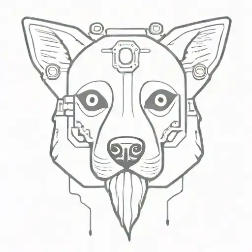 A Minimalist Design Of A Skull With German Shepherd Ears And A Video Game Controller In Its Mouth