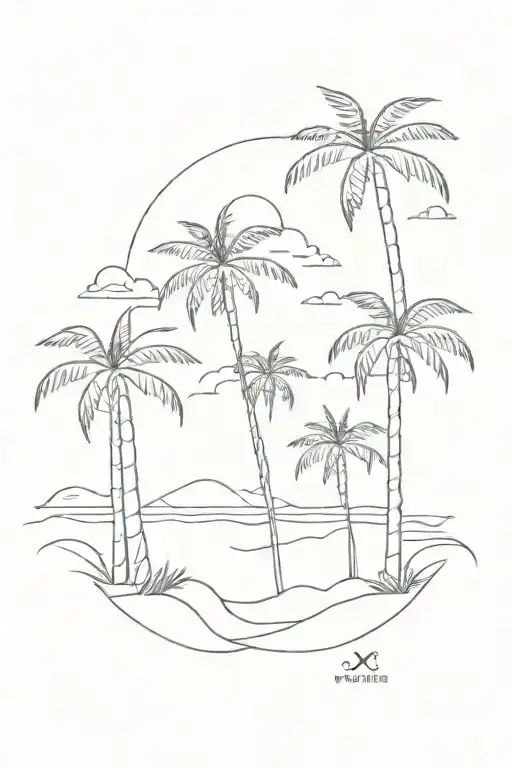 Palm Trees And Beach Scene