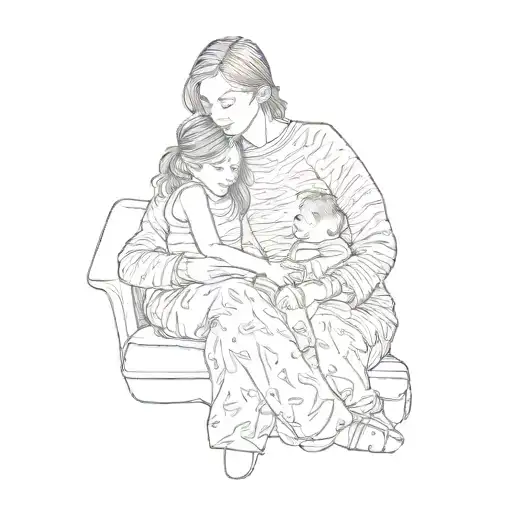 A Mother And Daughter Sitting On A Couch
