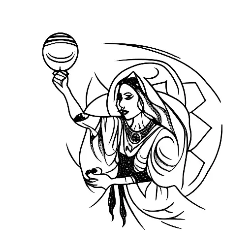 Mystical Witch Holding A Crystal Ball