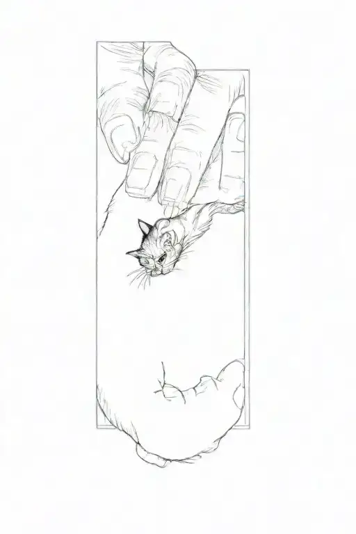 A Black Cat Laying On A Person's Hand