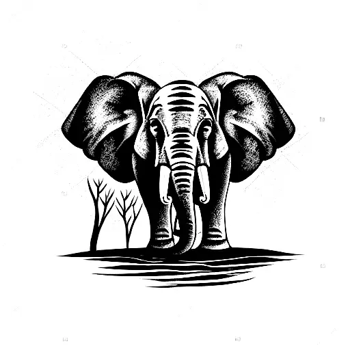 Elephant With A Tree As Backscratchers