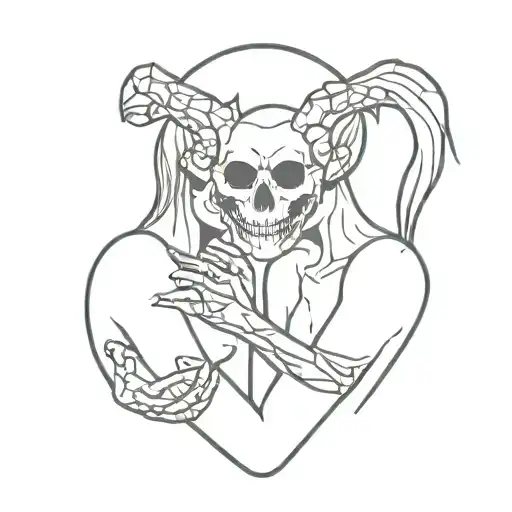 Skull And Demon Women Hug